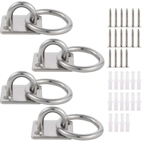 ganchos de techo resistentes de acero inoxidable 304 con placa de ojal M6 y anilla para montaje en pared, capacidad de 70 kg, para sacos de arena, yoga, columpios, accesorios para barcos.