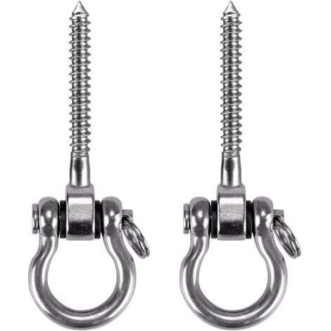 JALLERIA Ganchos de tornillo de 180° para techo, resistentes, de acero inoxidable 304, para patios de juegos interiores y exteriores, yoga, hamacas, cuerdas, columpios, sillas colgantes y sacos de boxeo. Máx.