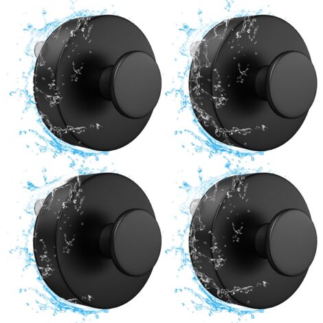 Ganchos de ventosa al vacío, 4 piezas de gancho de succión para pared, ventosa de baño impermeable ABS, gancho de succión de pared extraíble y reutilizable para cocina, puerta de vidrio (negro)