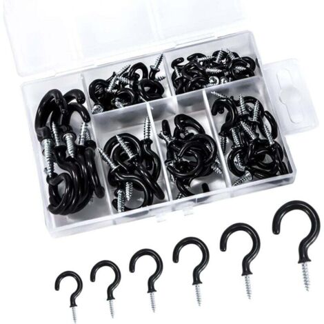 Ganchos de vinilo KZQ, paquete de 70, ganchos metálicos para tazas, para pared, techo y madera. Ganchos de plástico para colgar tazas, llaves, plantas y luces (6 tamaños).