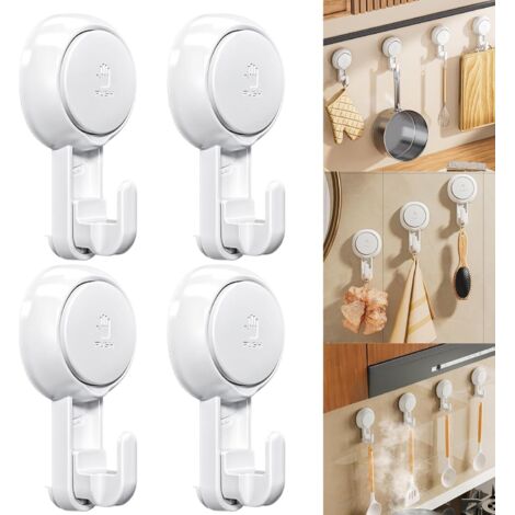 Ganchos delgados con múltiples ventosas, toallero resistente, impermeable y reutilizable, perfecto para el baño y la cocina – juego de 4