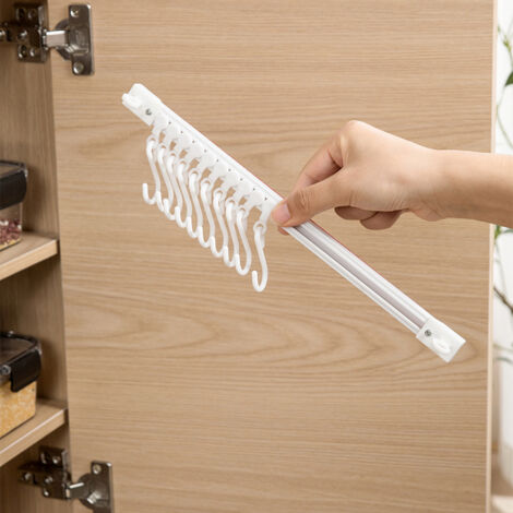 Ganchos deslizantes multifuncionales, soporte de pared para utensilios de cocina, instalación sin taladro. (30 cm + 10 ganchos)