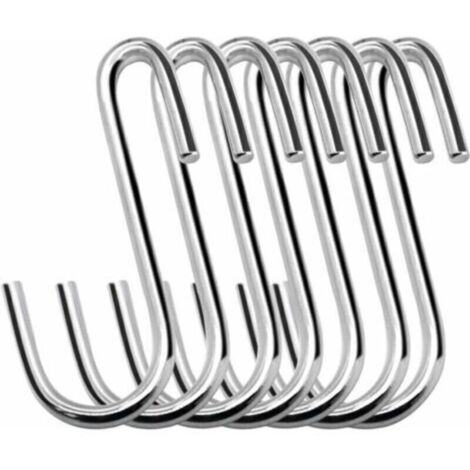 Ganchos en forma de S de alta resistencia de 6 cm – Paquete de 20, acero galvanizado, color plata, ideales para cocina, baño y oficina.