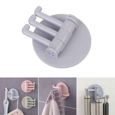 ganchos giratorios sin costuras, adhesivo fuerte, varilla con rodamiento, gancho de cocina, para colgar en la pared, artículos de baño, venta directa, 1 pieza (gris)