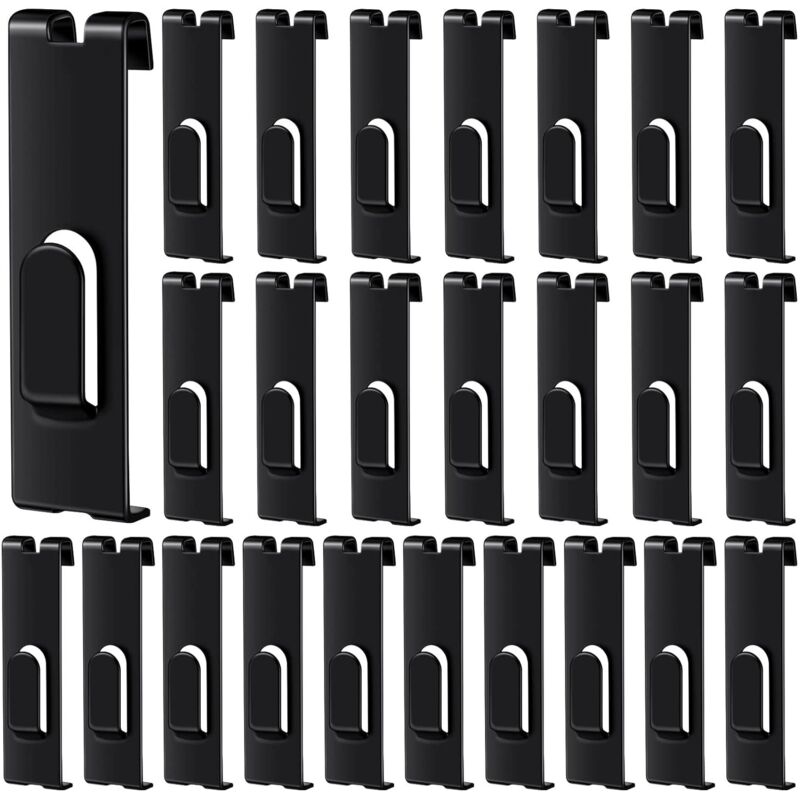 Ganchos metálicos para montaje en pared para paneles de malla de alambre, accesorios para exhibir marcos de fotos y obras de arte (negro, 25 piezas)