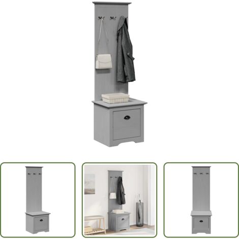 Ganchos para abrigos -  Mueble de entrada con ganchos BODO gris 50x40x157 cm