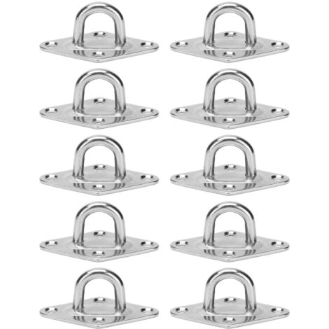 Ganchos para colgar hamaca de acero inoxidable 316 con placa de ojo, hebilla fija marina, diámetro de 5mm, 10 Uds.