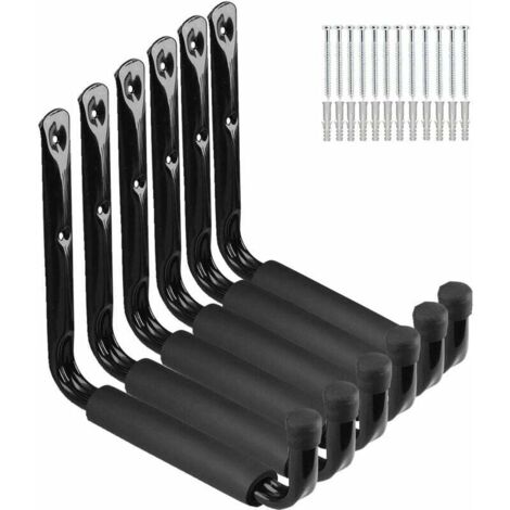 Ganchos para escalera de garaje, soporte multiusos de brazo jumbo resistente de 24 cm para herramientas de jardín, tablas de surf y sillas plegables.
