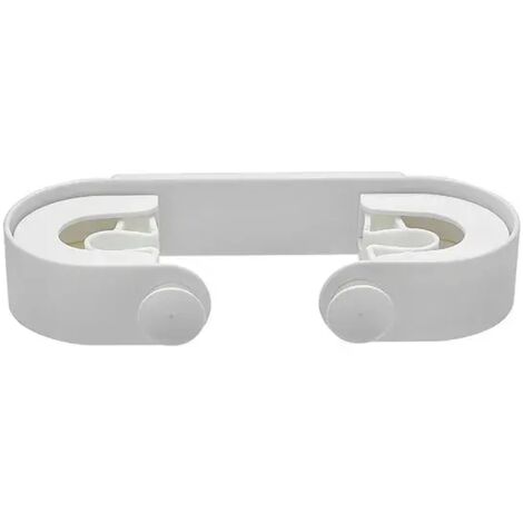 Ganchos para fregona, portaescobas, organizadores de escobas de pared, estantes de almacenamiento, acero inoxidable robusto, garaje/ducha, ganchos autoadhesivos, color blanco