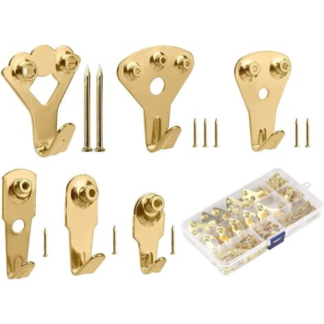 Ganchos para marcos de fotos, 150 ganchos de metal con clavos para colgar cuadros, pinturas, espejos y decoraciones de pared soporta de 4,5 a 45 kg.