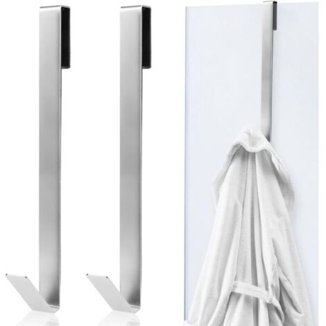 Ganchos para puerta de ducha sin taladrar – Juego de 2, acero inoxidable, 25 cm, resistentes y fáciles de instalar para el baño.