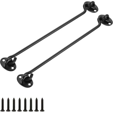 Ganchos para puertas, cerraduras de acero inoxidable de 2 piezas, 310 mm, pestillo negro, ganchos para puertas, ventana de garaje
