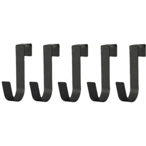 Ganchos para puertas, juego de 10, ganchos para abrigos de acero inoxidable negro, tipo J, de uso individual, robustos y duraderos, con alta capacidad de carga, riel guía para el gancho de la puerta.