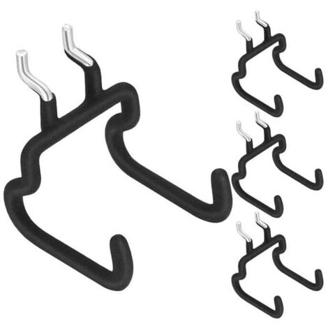 Ganchos para tableros perforados de alta resistencia KZQ - Ganchos para tableros perforados de doble taladro y bolsa de accesorios, ideales para tableros perforados de pared y portaherramientas de par