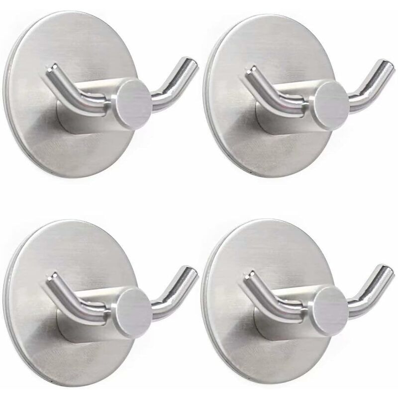 

Ganchos para toallas, 4 piezas Ganchos adhesivos Ganchos de pared Ganchos de pared de acero inoxidable 304, Ganchos autoadhesivos Toalleros dobles