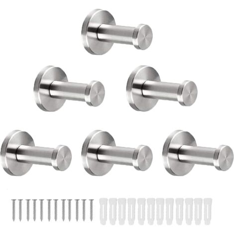 Ganchos para toallas de baño, 6 ganchos redondos para abrigos, ganchos de pared resistentes para albornoces, ganchos robustos de acero inoxidable (SUS 304), ganchos de pared para toallas para baños, d