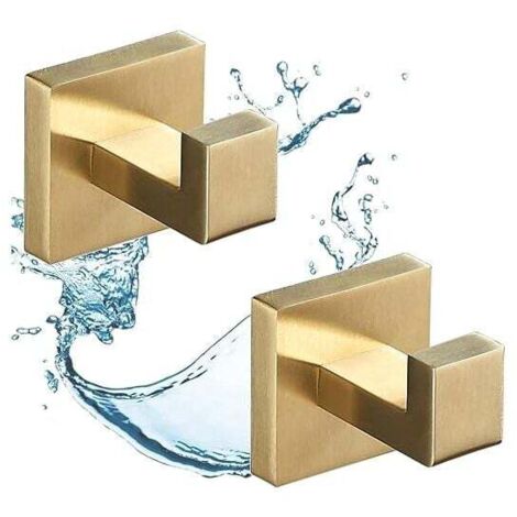 Ganchos para toallas de baño de oro cepillado, 2 piezas de ganchos para abrigos de pared para el hogar, gancho de acero inoxidable SUS304