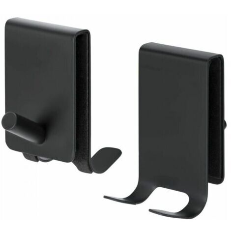 Ganchos para toallas de ducha sin necesidad de taladrar, de acero inoxidable, para puertas de baño de 4 a 10 mm de grosor, color negro, paquete de 2