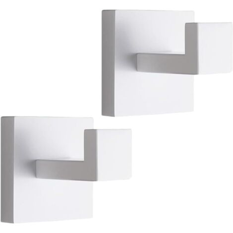 ganchos para toallas de pared cuadrados de acero inoxidable SUS 304 para baño, toallero de metal para cocina, albornoces, abrigos, sombreros y ropa (blanco)