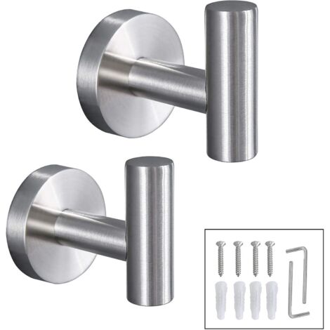 Ganchos para toallas, perchas para baño, ganchos para batas para baño contemporáneo, cocina, pared de hotel, acero inoxidable cepillado