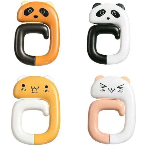 Ganchos plegables KZQ de 4 piezas con diseño de animales de dibujos animados, ideales para restaurantes, cafeterías, escuelas, bibliotecas y oficinas.