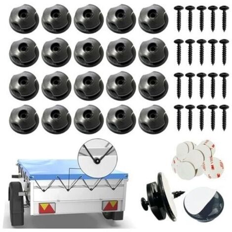 Ganchos redondos para lonas con tornillos incluidos 20 piezas Botones redondos (20 piezas) para red de remolque y lona de remolque Ganchos para remolque de plástico duro