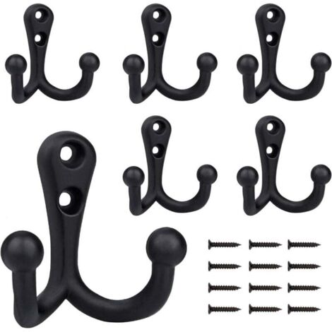 ganchos retro de metal dobles, color negro, para baño y cocina.