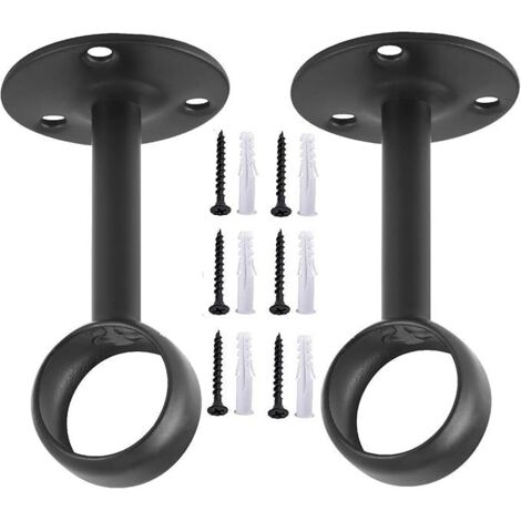 Ganchos superiores para barras de cortina con un diámetro máximo de 2,9 cm, paquete de 2, color negro.