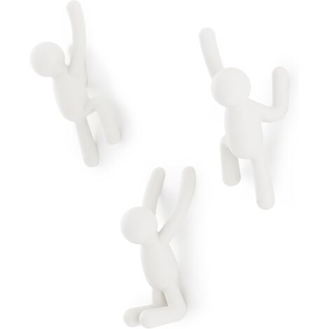 Ganchos Umbra Buddy Surtidos. Ganchos de Pared Umbra Buddy - Perchero Decorativo de Pared, Juego de 3, Blanco, 20 x 7.6