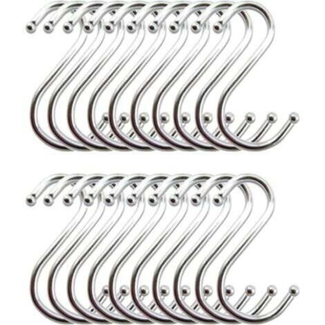 Ganci a S in acciaio inox, ganci da cucina, ganci a forma di S per appendere utensili da cucina (confezione da 20)