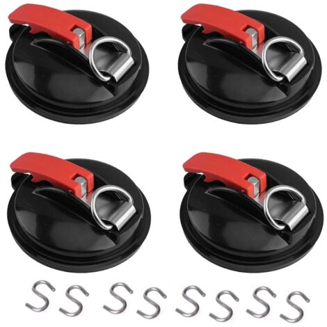 Ganci a ventosa, ancoraggio a ventosa per auto, fissaggio a ventosa, 4 pezzi, ventose con 8 ganci a S, gancio multifunzione a ventosa, per teloni per tendalini di camper, tendalini per furgoni