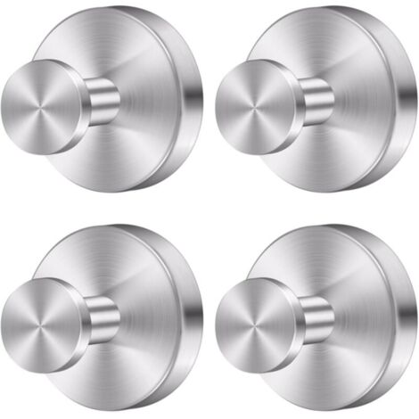 Ganci a ventosa argentati - Set da 4, ganci portasciugamani in acciaio inossidabile, non necessitano di foratura, ideali per bagno e cucina - Idee per appendere asciugamani, accappatoi e spugne