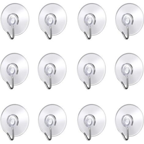 Ganci a ventosa da parete, piccole ventose in plastica con ganci rotondi, adatti per bagni e cucine, ganci a ventosa (12 pezzi)