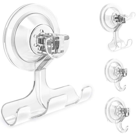 Ganci a ventosa, gancio doccia impermeabile riutilizzabile, 4 ganci a ventosa – porta rasoio – gancio per ghirlanda – Multiuso per bagno, cucina, ufficio, ripostiglio
