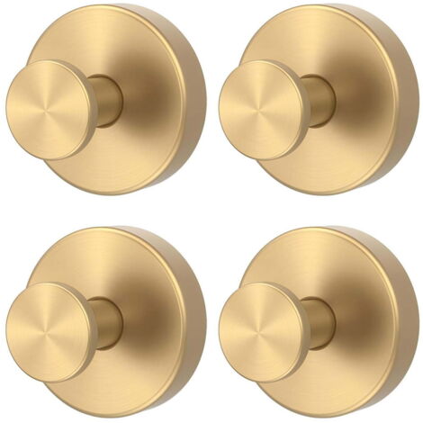 Ganci a ventosa resistenti, versione migliorata dei ganci portasciugamani in metallo senza foratura, adatti per docce e bagni, colore oro (set da 4)