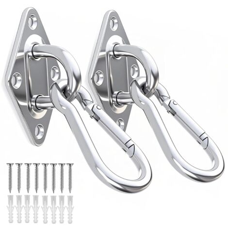 ganci ad occhiello M10 in acciaio inox + 2 clip M10, amaca resistente per appendere oggetti, adatta a supporti per altalene, supporti per piante, luci da esterno.