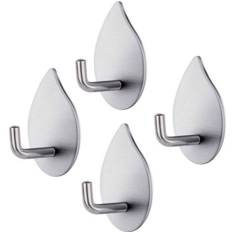 Ganci adesivi, 4 pezzi di ganci autoadesivi in acciaio inox 304, ganci da parete impermeabili e resistenti, portasciugamani da bagno, capacità 3 kg, ganci da parete per camera da letto, cucina e bagno