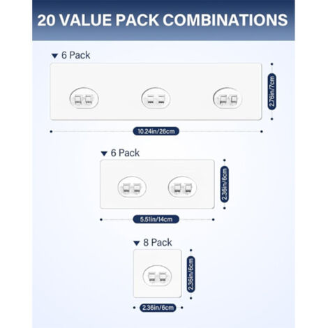 Ganci adesivi - Confezione da 20 ganci da parete autoadesivi, perfetti per appendere spazzole, asciugamani, ombrelli, borse, ecc. Facili da installare, non richiedono forature, ideali per cucina e bag