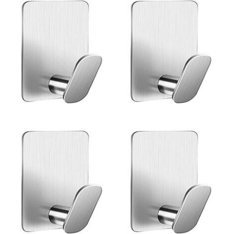 Ganci adesivi da parete 4 pezzi, portasciugamani da bagno, gancio per asciugamani da cucina, non richiede foratura - Argento