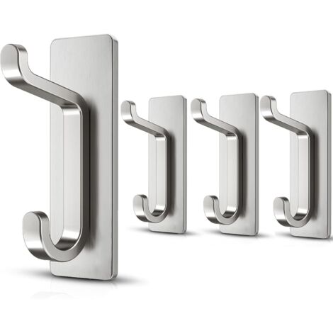 Ganci adesivi da parete: extra resistenti (6 kg), per appendere vestiti, asciugamani, doccia, cucina, pareti e porte alpacca confezione da 4.