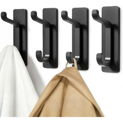 Ganci adesivi da parete per cappotti, cappelli e asciugamani: ganci adesivi per porte, neri, set da 8