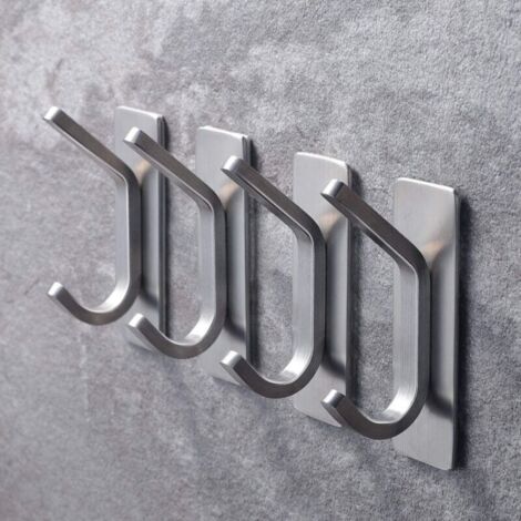 Ganci adesivi resistenti, autoadesivi, disponibili in vari colori e stili, portata massima 13,6 kg (4 pezzi, argento).