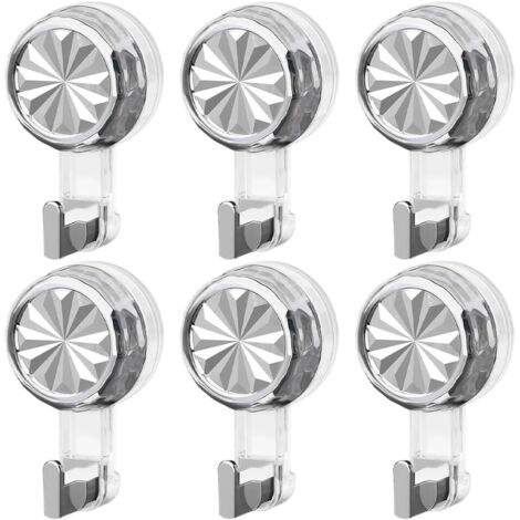 Ganci appendiabiti a ventosa, set da 6, senza bisogno di forare/riutilizzabili, adatti per bagni, cucine e finestre.