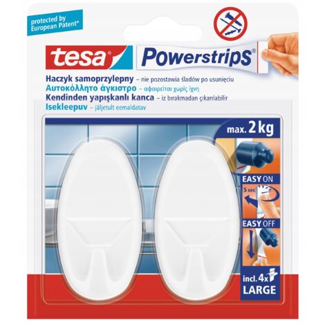 Ganci appendiabiti autoadesivi tesa bianchi 2 pz.