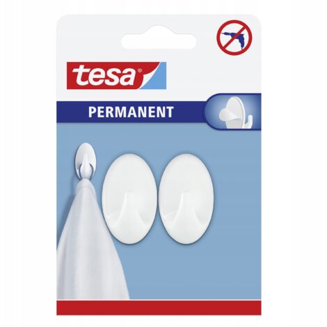 Ganci appendiabiti autoadesivi tesa bianchi 2 pz.