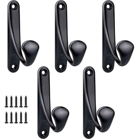 - Ganci appendiabiti da parete avvitabili, 5 pezzi, minimalisti, resistenti, in lega di zinco, per porta, ingresso, camera da letto, bagno, ganci multiuso, viti incluse - Nero