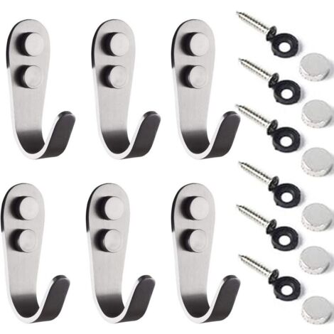 Ganci appendiabiti in acciaio inox, 6 pezzi, ganci portasciugamani da parete, ganci singoli da parete, ganci appendiabiti a vite per bagno, accappatoio, camera da letto, montaggio a parete, capacità d