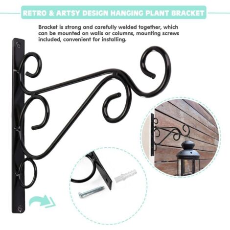 ganci appendiabiti in ferro battuto, supporti per piante da parete con viti, ganci appendiabiti retrò per giardino, balcone, lanterna e decorazione di piante
