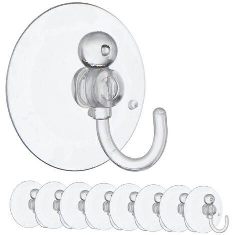 GANCI APPENDIABITI PER VENTOSE DA BAGNO E CUCINA, PORTAOGGETTI IN VETRO DA 3,5 CM, 8 PEZZI