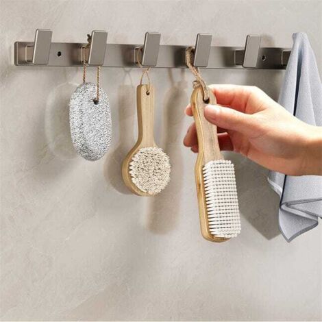 Ganci appendiabiti senza foratura, pratico attaccapanni, adesivo forte, organizzazione per ingresso, guardaroba, bagno, nero, 6 ganci